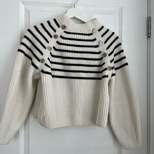 Striped Button-Detail Sweater